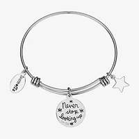 Footnotes Womens Crystal Stainless Steel Moon Round Star Bangle Bracelet