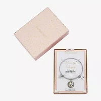 Footnotes Womens Crystal Stainless Steel Moon Round Star Bangle Bracelet