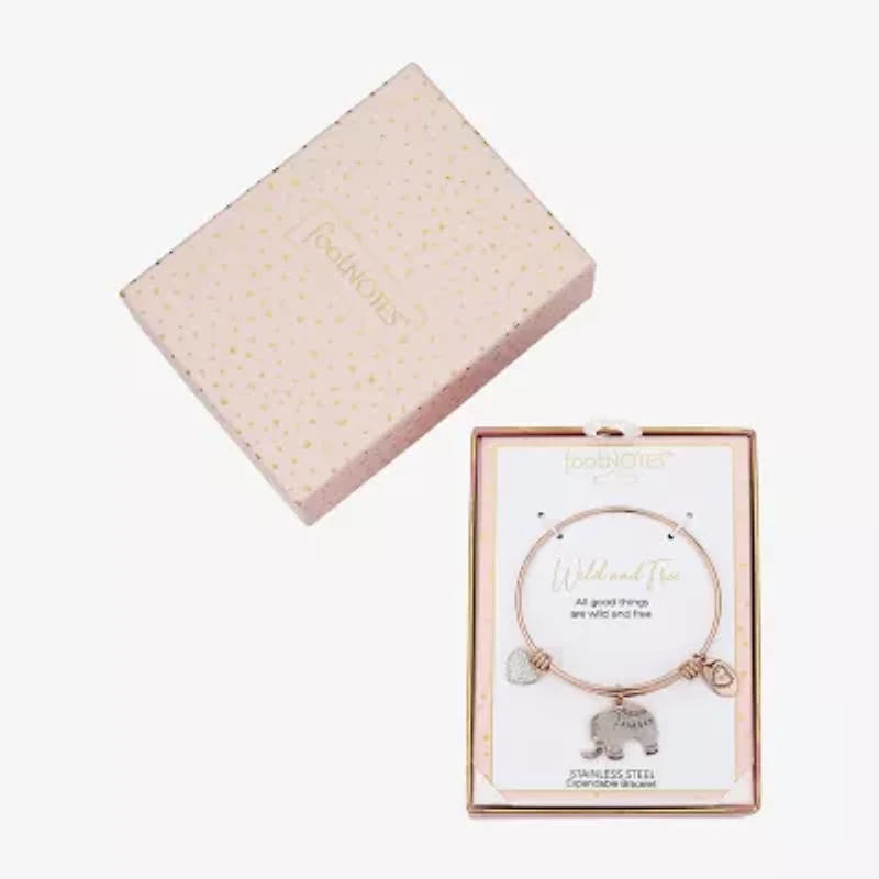 Footnotes Elephant Womens Stainless Steel Bangle Bracelet