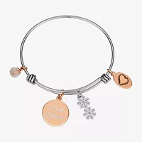 Footnotes Soul Sister Womens Stainless Steel Flower Round Bangle Bracelet