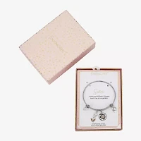 Footnotes Sister Womens Stainless Steel Flower Bangle Bracelet