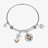 Footnotes Sister Womens Stainless Steel Flower Bangle Bracelet