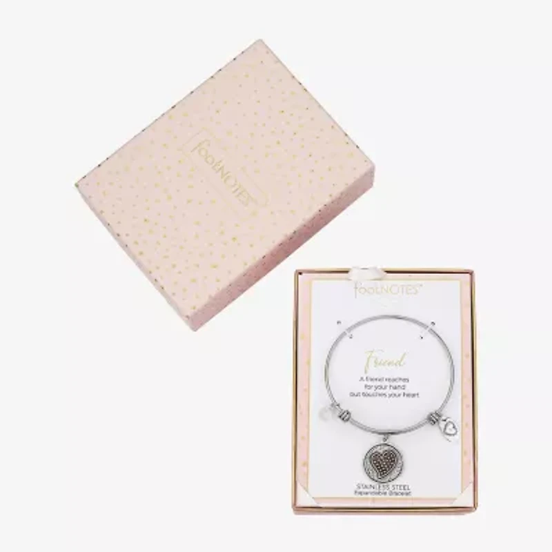 Footnotes Friend Womens Stainless Steel Round Bangle Bracelet