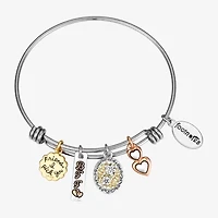 Footnotes Best Friend Womens Stainless Steel Flower Heart Oval Bangle Bracelet