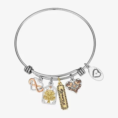 Footnotes Family Tree Womens Stainless Steel Heart Infinity Bangle Bracelet