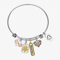 Footnotes Family Tree Womens Stainless Steel Heart Infinity Bangle Bracelet