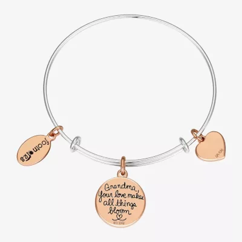 Footnotes Grandma Womens Stainless Steel Flower Bangle Bracelet
