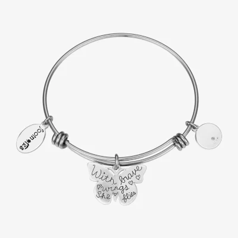 Footnotes Brave Womens Stainless Steel Butterfly Bangle Bracelet