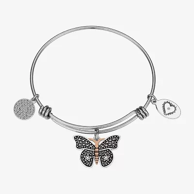 Footnotes Brave Womens Stainless Steel Butterfly Bangle Bracelet