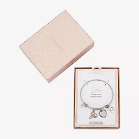 Footnotes Sisters Womens Crystal Stainless Steel Heart Bangle Bracelet