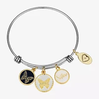 Footnotes Sister Womens Stainless Steel Butterfly Bangle Bracelet