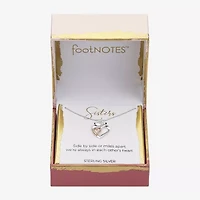 Footnotes Sister Womens Sterling Silver Heart 16 Inch Pendant Necklace