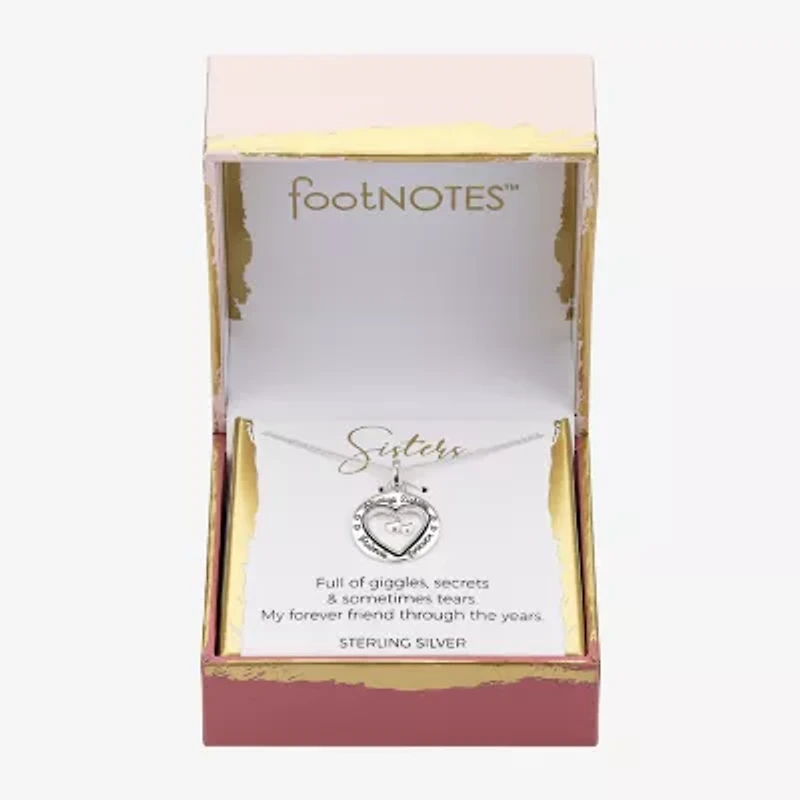 Footnotes Sisters Womens Sterling Silver Round 16 Inch Pendant Necklace