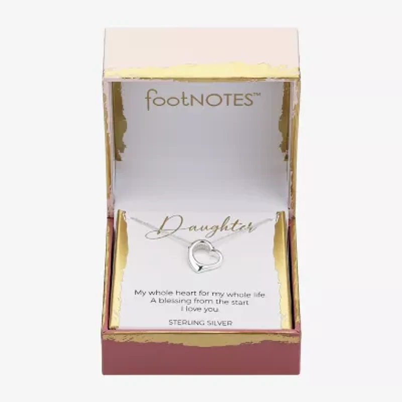 Footnotes Daughter Womens Sterling Silver Heart 16 Inch Pendant Necklace