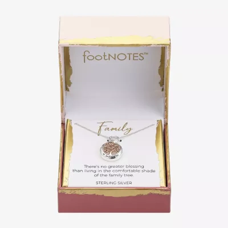 Footnotes Family Tree Womens Sterling Silver Round 16 Inch Pendant Necklace