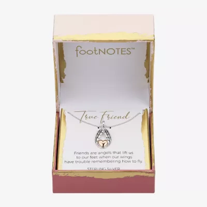 Footnotes Womens Sterling Silver Heart Wing 16 Inch Pendant Necklace