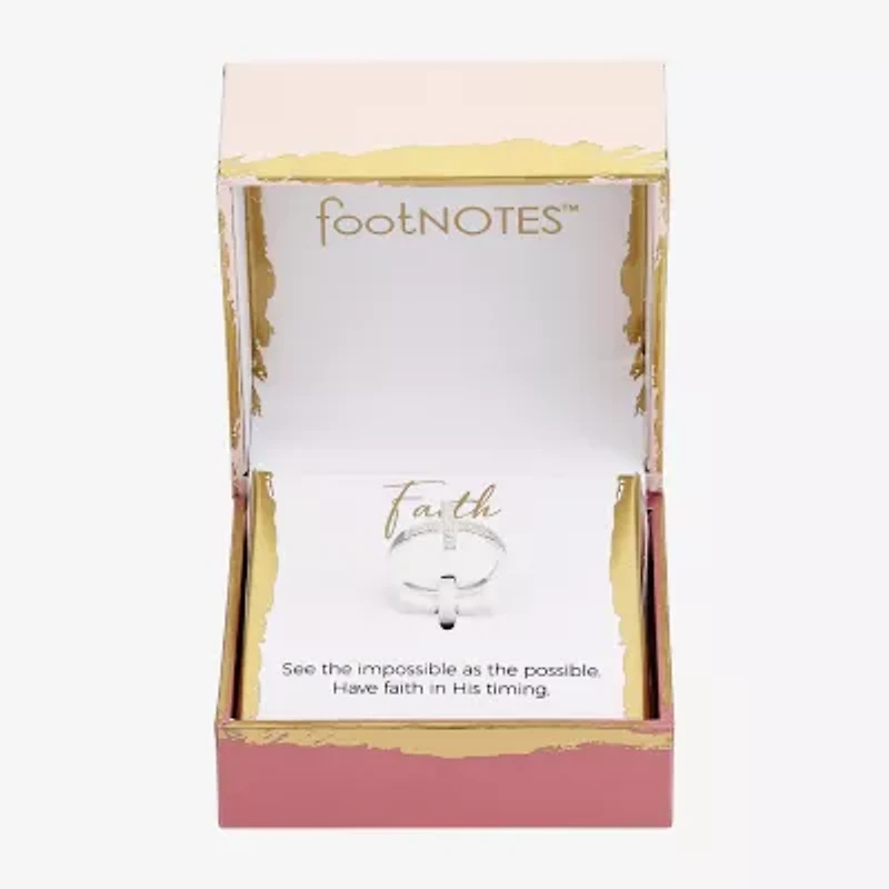 Footnotes Faith Pave Womens 13MM Cubic Zirconia Sterling Silver Cross Band