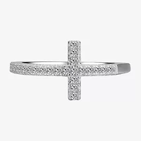 Footnotes Faith Pave Womens 13MM Cubic Zirconia Sterling Silver Cross Band