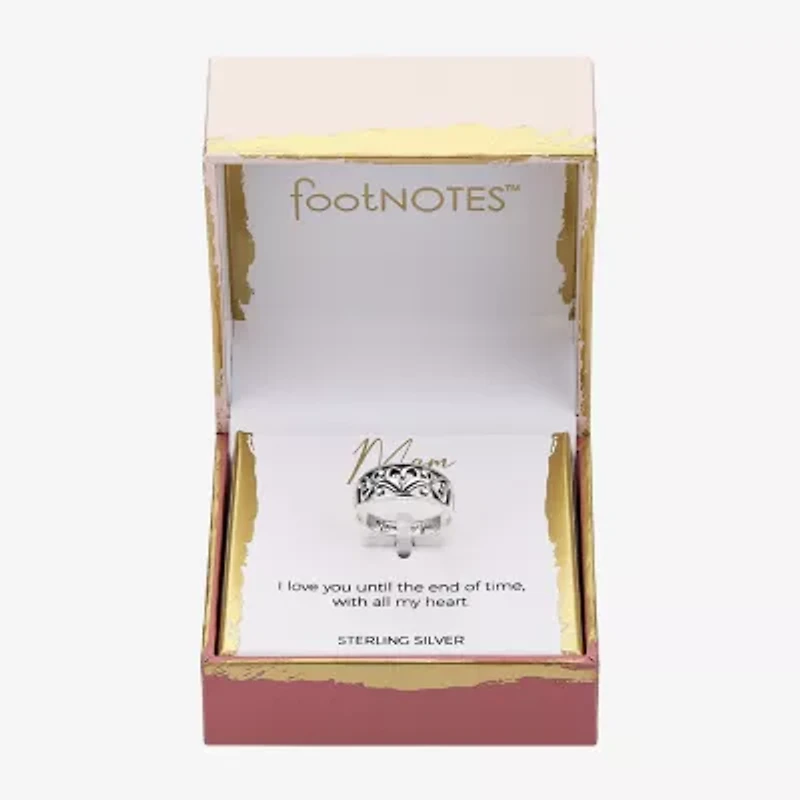 Footnotes Filigree Mom Womens 3.5MM Sterling Silver Heart Band