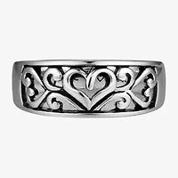 Footnotes Filigree Mom Womens 3.5MM Sterling Silver Heart Band