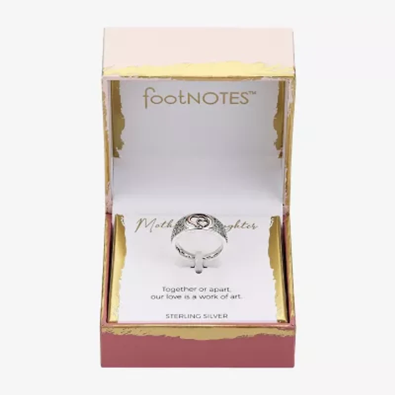Footnotes Mother & Daughter Filigree Womens 3MM Sterling Silver Heart Band