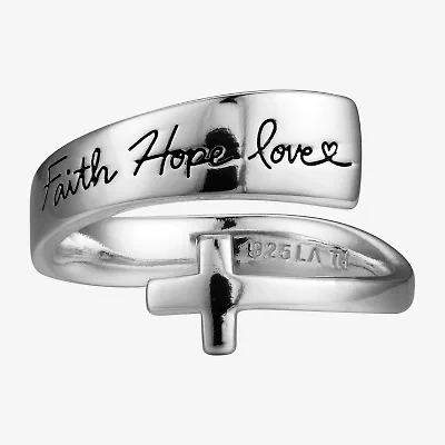 Footnotes Faith Womens 6MM Sterling Silver Cross Bypass Band