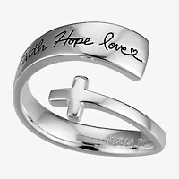 Footnotes Faith Womens 6MM Sterling Silver Cross Bypass  Band