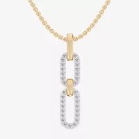 (G-H / Si1-Si2) Womens 1/6 CT. T.W. Lab Grown White Diamond 10K Gold Paperclip 18 Inch Pendant Necklace