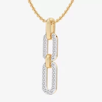 (G-H / Si1-Si2) Womens 1/6 CT. T.W. Lab Grown White Diamond 10K Gold Paperclip 18 Inch Pendant Necklace