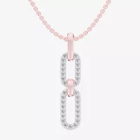 (G-H / Si1-Si2) Womens 1/6 CT. T.W. Lab Grown White Diamond 10K Rose Gold Paperclip 18 Inch Pendant Necklace
