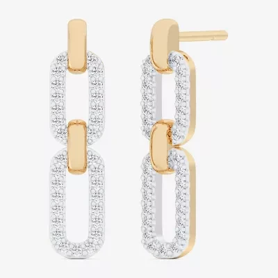 (G-H / Si1-Si2) Womens 1/4 CT. T.W. Lab Grown White Diamond 10K Gold Paperclip Drop Earrings