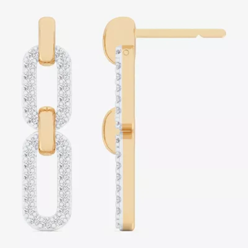 (G-H / Si1-Si2) Womens 1/4 CT. T.W. Lab Grown White Diamond 10K Gold Paperclip Drop Earrings