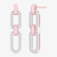 (G-H / Si1-Si2) Womens 1/4 CT. T.W. Lab Grown White Diamond 10K Rose Gold Paperclip Drop Earrings