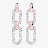 (G-H / Si1-Si2) Womens 1/4 CT. T.W. Lab Grown White Diamond 10K Rose Gold Paperclip Drop Earrings