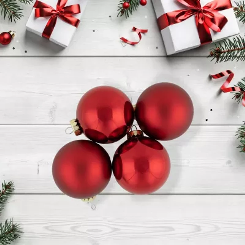 Northlight Red 2-Finish Ball 72-pc. Christmas Ornament