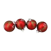 Northlight Red With Pine Needles Ball 4-pc. Christmas Ornament