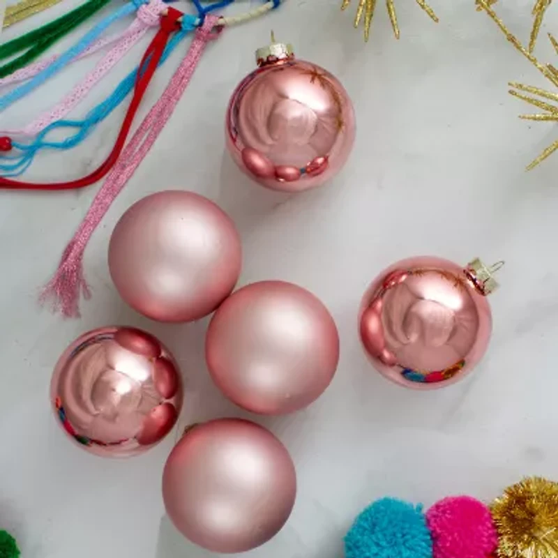 Northlight Baby Pink Glass Ball 6-pc. Christmas Ornament