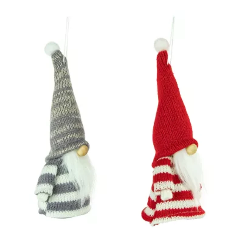 Northlight Striped Gnome Plush 2-pc. Christmas Ornament