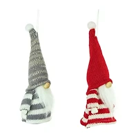Northlight Striped Gnome Plush 2-pc. Christmas Ornament