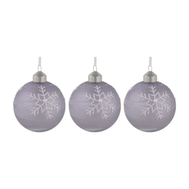 Northlight Purple Glass Ball 3-pc. Christmas Ornament