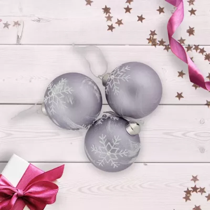 Northlight Purple Glass Ball 3-pc. Christmas Ornament