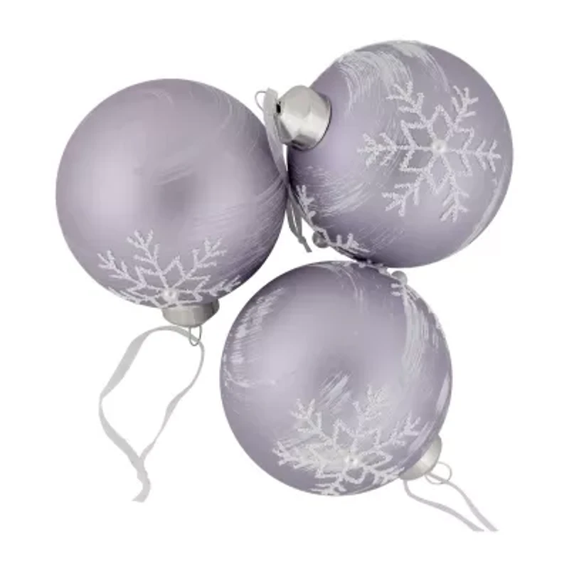 Northlight Purple Glass Ball 3-pc. Christmas Ornament