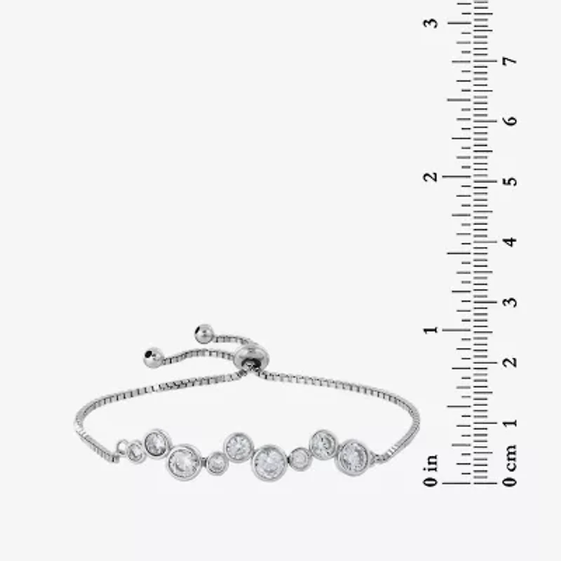 Womens 4 1/4 CT. T.W. Cubic Zirconia Sterling Silver Bolo Bracelet