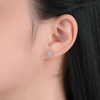 DiamonArt® Preciosa Aurora Borealis 1 1/6 CT. T.W.  White Cubic Zirconia Sterling Silver 6.8mm Stud Earrings