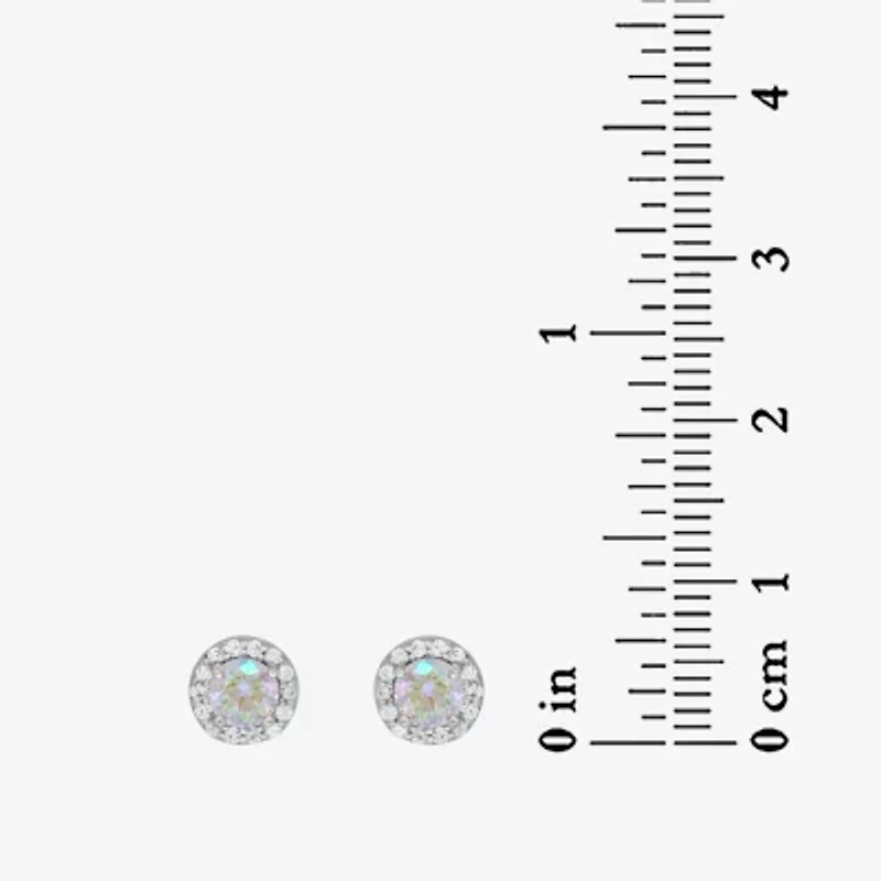 DiamonArt® Preciosa Aurora Borealis 1 1/6 CT. T.W.  White Cubic Zirconia Sterling Silver 6.8mm Stud Earrings