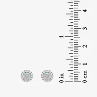 DiamonArt® Preciosa Aurora Borealis 1 1/6 CT. T.W.  White Cubic Zirconia Sterling Silver 6.8mm Stud Earrings