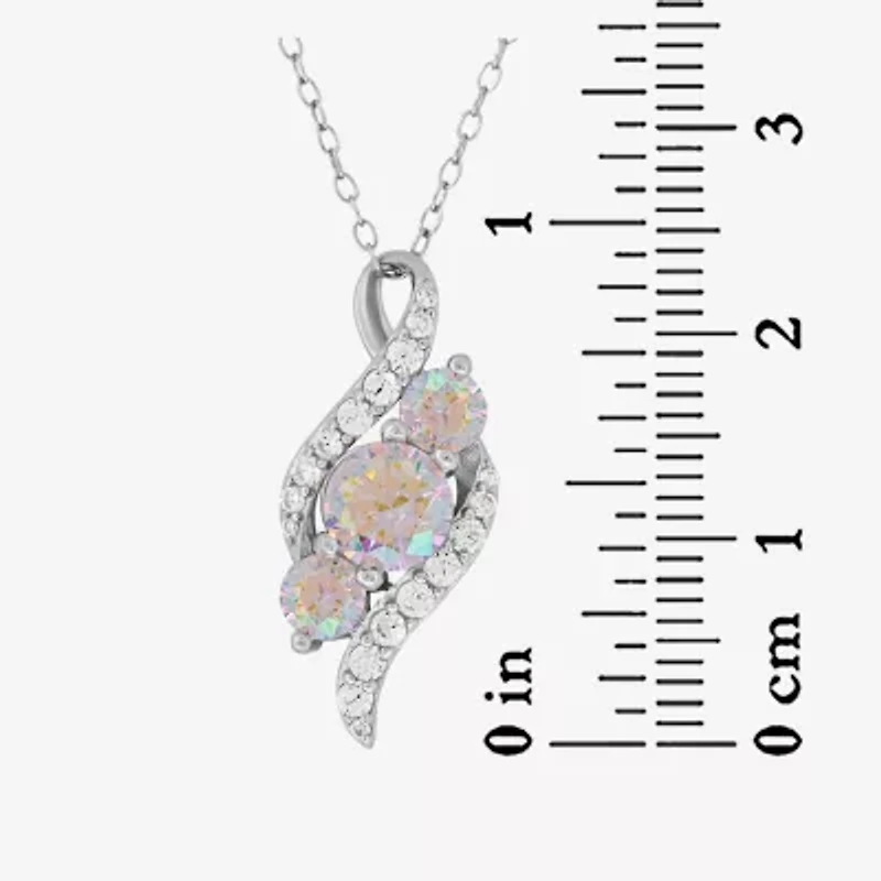 DiamonArt® Preciosa Aurora Borealis Womens 2 1/4 CT. T.W. White Cubic Zirconia Sterling Silver Pendant Necklace