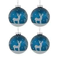 Northlight Glass Ball With Reindeer 4-pc. Christmas Ornament