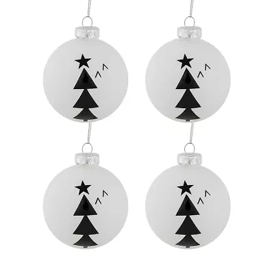 Northlight Glass Ball With Trees 4-pc. Christmas Ornament