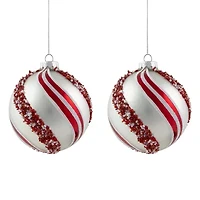 Northlight Striped Ball 2-pc. Christmas Ornament